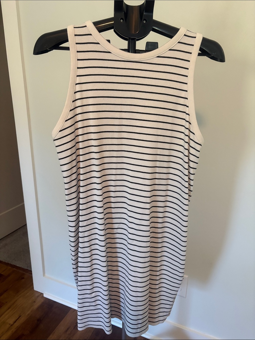 A New Day Sleeveless Striped Tank Dress - Cream and Black
